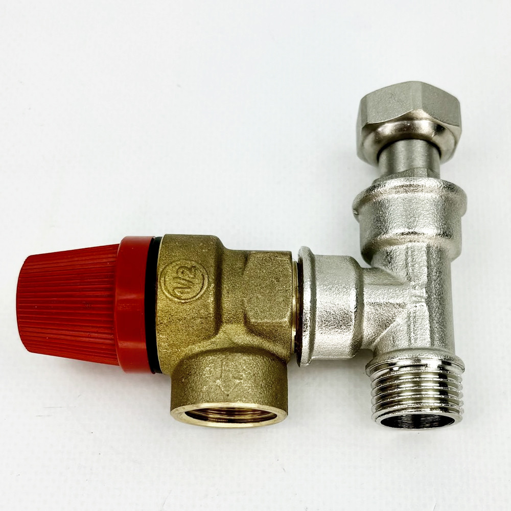 Запобіжний клапан 8 бар 1/2" з накидною гайкою + трійник BS KVANT, фото 1