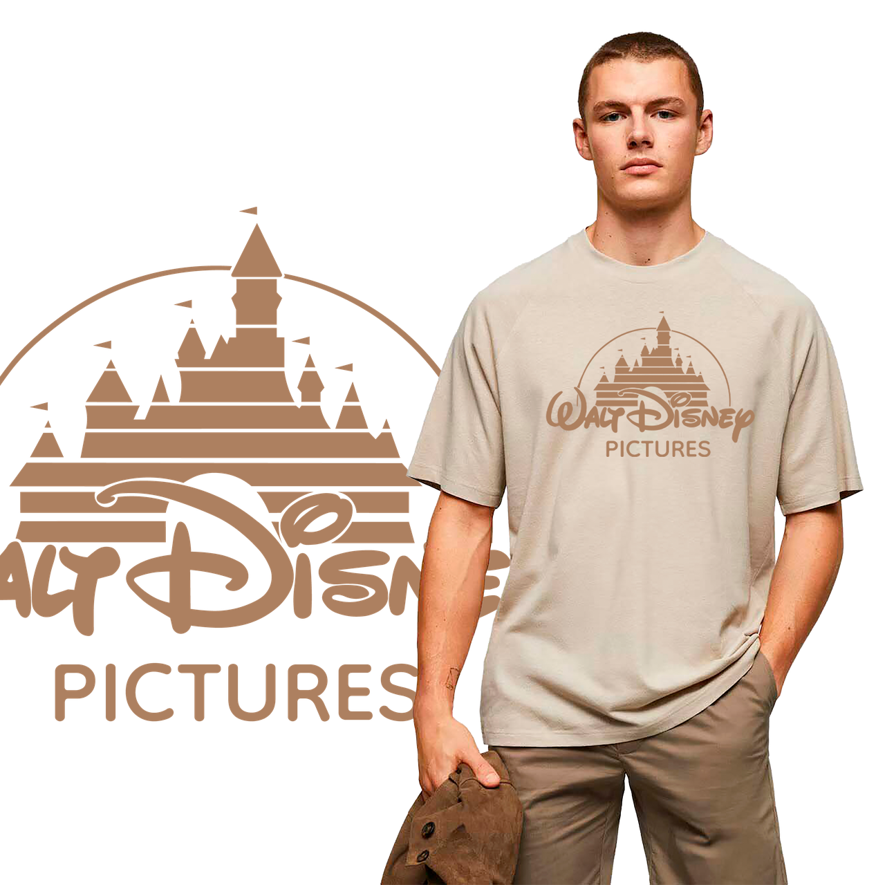 Футболка унісекс з принтом WALT DISNEY бежева, фото 1