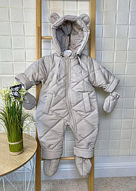 Дитячий цільний зимовий теплий комбінезон з капюшоном на зріст 86 см