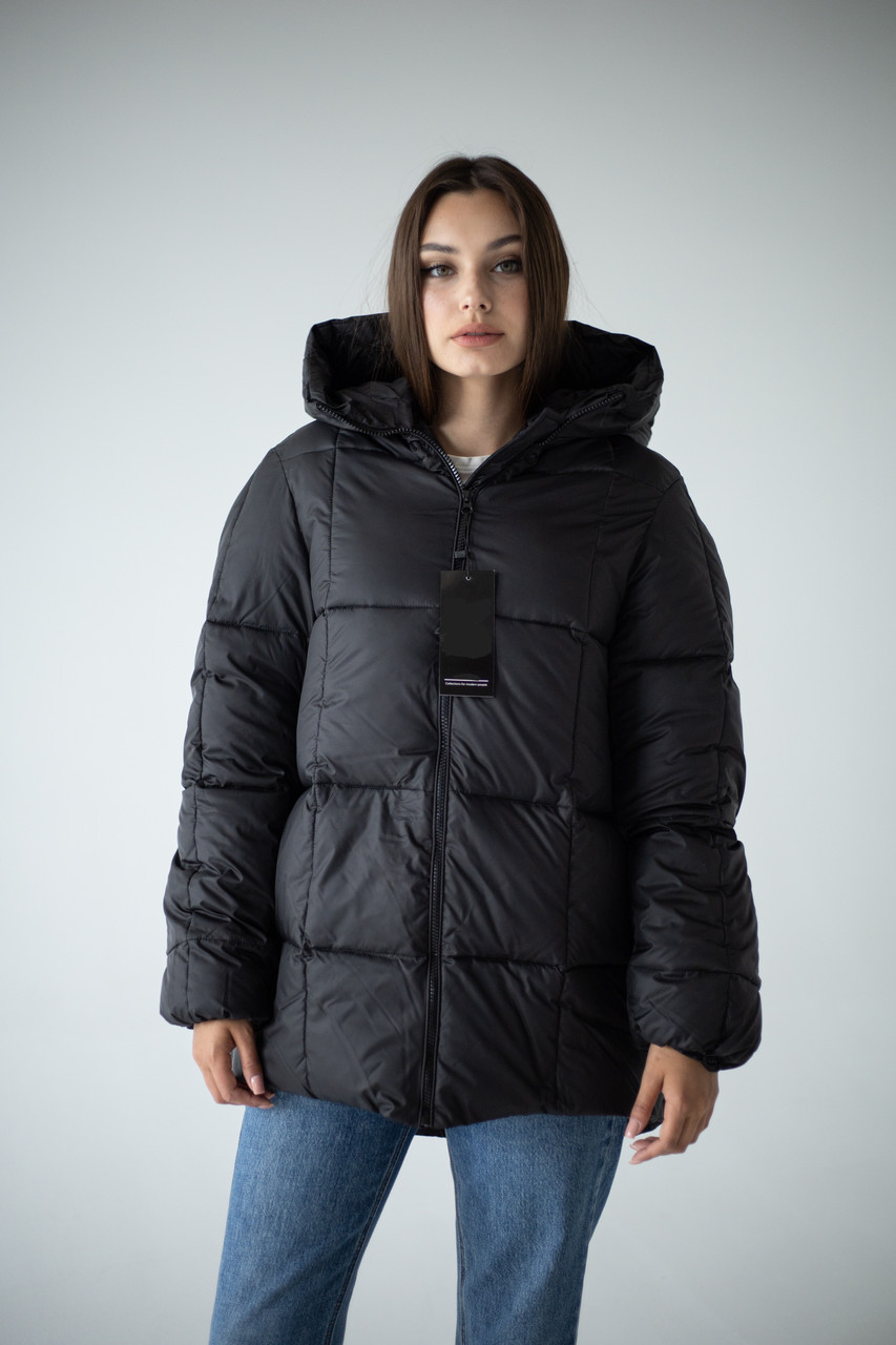 Жіночі зимові куртки на пуху S-XL чорний, фото 1