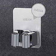 Самоклеючий тримач для швабри - нержавіюча сталь SUS304 - без свердління і клею - slv, фото 3