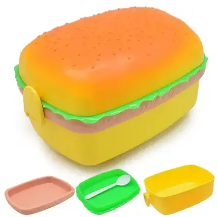 Ланч-бокс Бургер Stenson TL00466 з ложкою та вилкою 16.5х12х10.2см