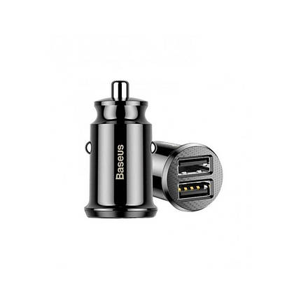 Автомобільний зарядний пристрій BASEUS GRAIN PRO CAR CHARGER (DUAL USB 4.8A) BLACK, фото 1