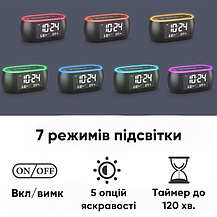 Радіобудильник BUFFBEE Glow, з LED-підсвіткою, USB-зарядним пристроєм, таймером сну, FM-радіо, Amazon, фото 4