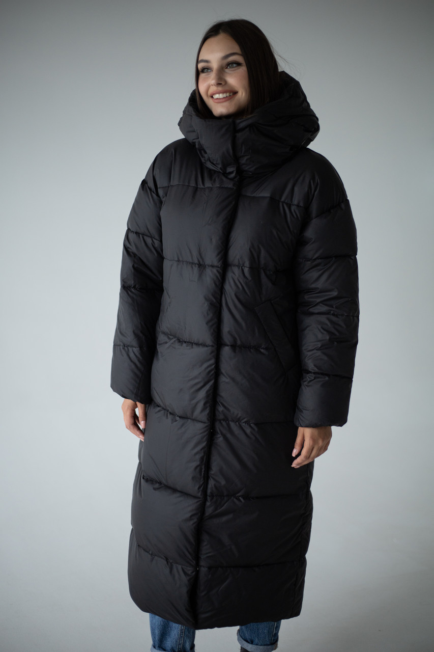 Женская куртка пуховик модна S-XL чорний