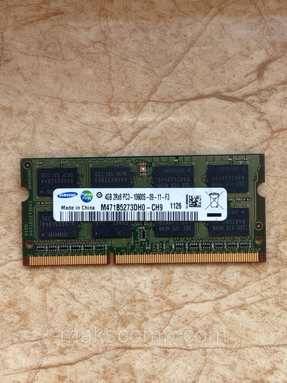 Пам`ять Samsung 4Gb So-DIMM PC3-10600S DDR3-1333 1.5v (M471B5273DH0-CH9) 09-11-f3