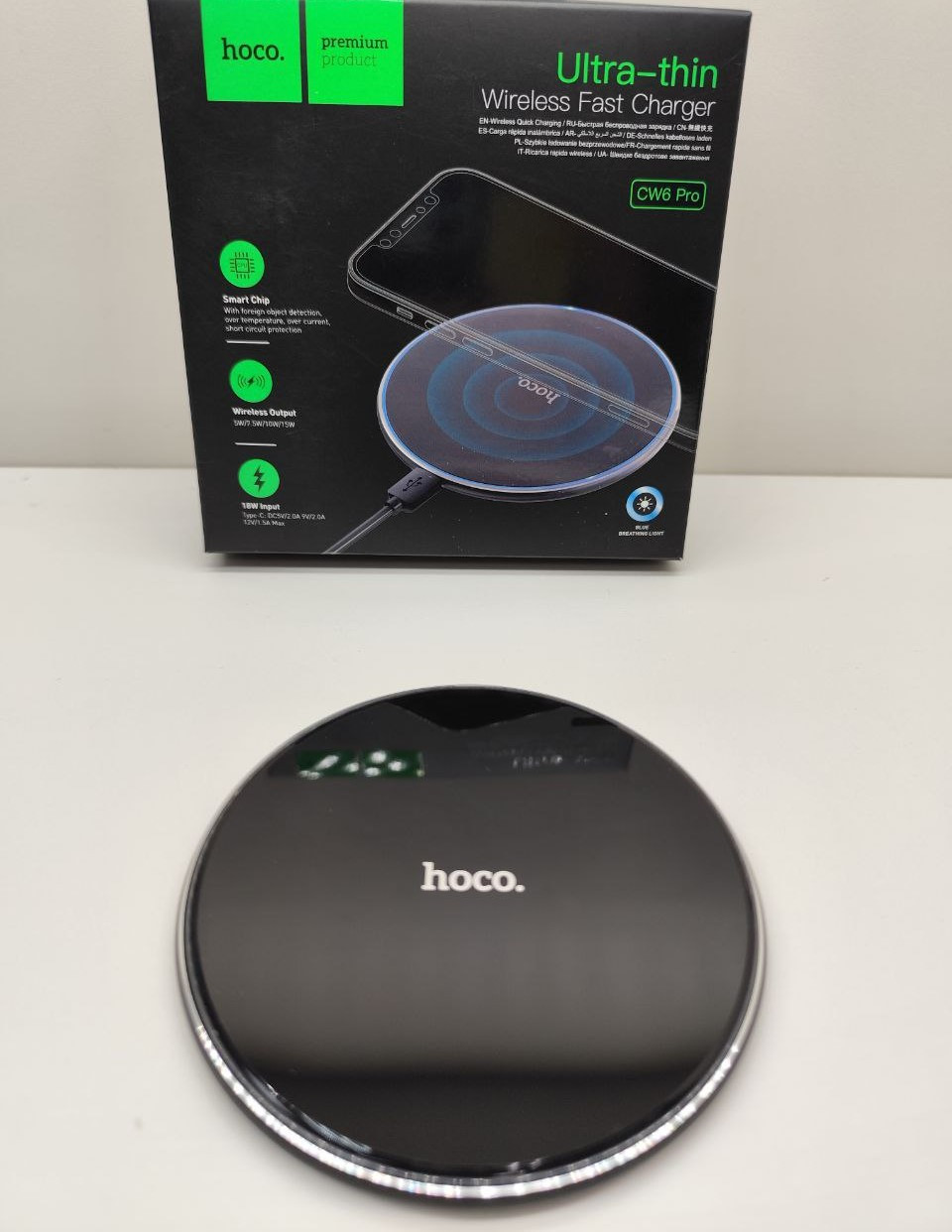 Бездротовий ЗП Hoco CW6 Pro Easy 15W швидка зарядка (Чорний)