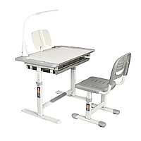 Парта-трансформер зі стільцем Fundesk Littonia Сірий Дитяча зростаюча парта і стілець Парта дитяча трансформер