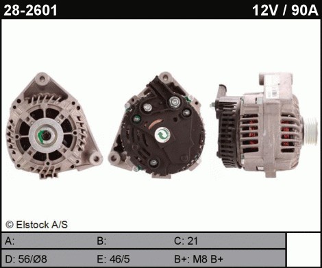 Генератор CA845RG, 14V-95A-5gr, на BMW 525tds, 325 diesel, Opel Omega 2.5 TD