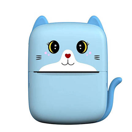 Дитячий термопринтер A8 Cat printer blue портативний мобільний з Bluetooth Синій, фото 1