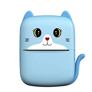 Дитячий термопринтер A8 Cat printer blue портативний мобільний з Bluetooth Синій