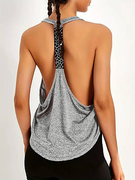 Топ для жінок з високою еластичністю, вільним кроєм, для йоги та фітнесу. Сірий, розмір S