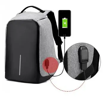 Рюкзак Bobby з захистом від кишень і з USB зарядним пристроєм чорно-сірий