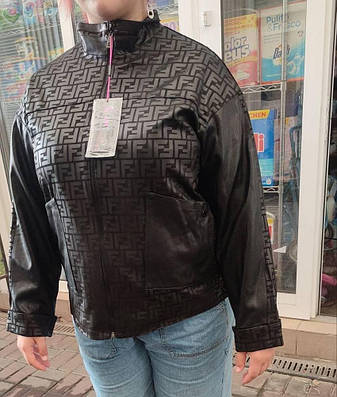 Батальна куртка подовжена жіноча модна з екошкіри високої якості, є великі розміри ANGMIFER, фото 2