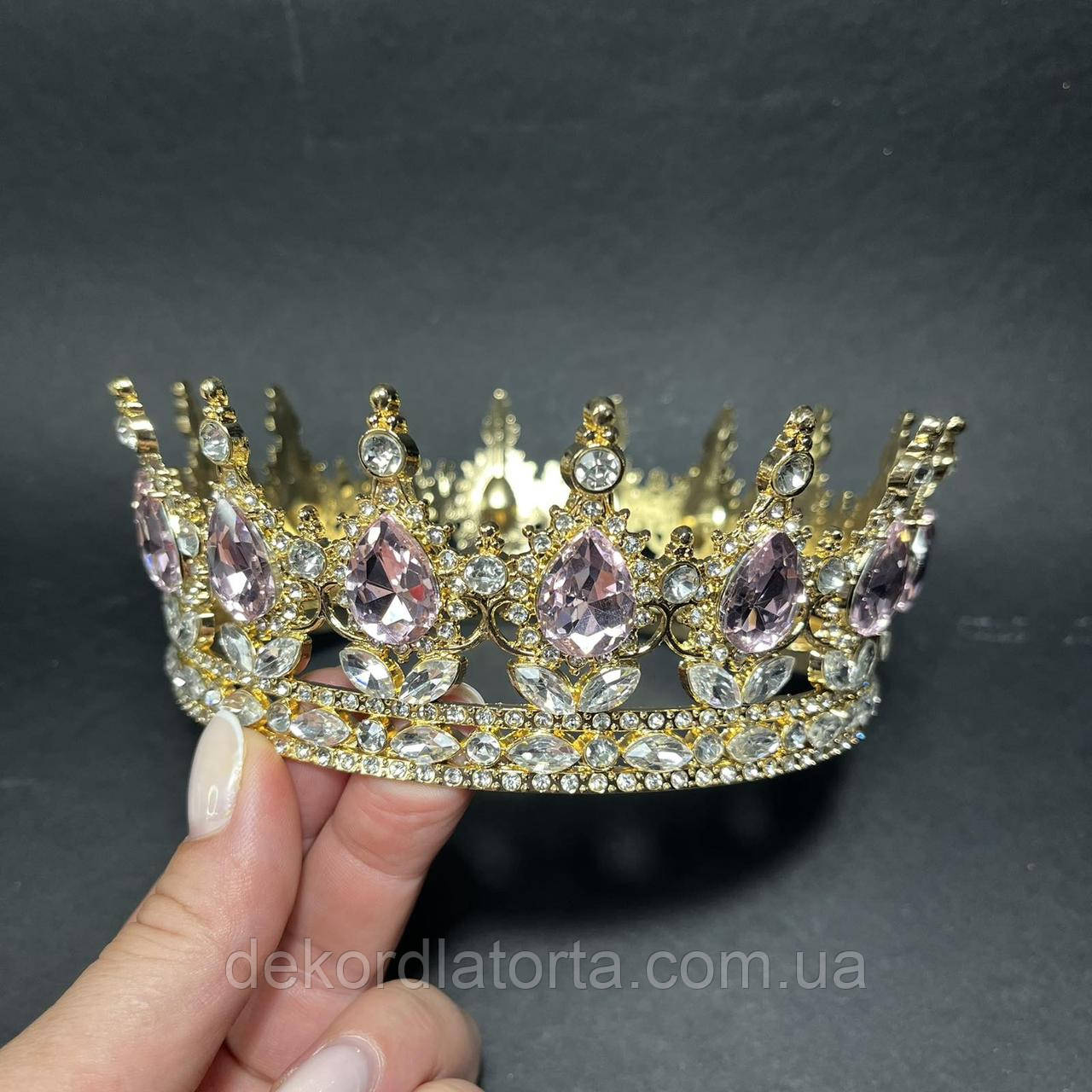 Корона діадема з рожевими камінцями