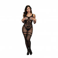 Комбинезон Baci в мелкую сетку, с узором, с интимным вырезом, черный, OS Арес?