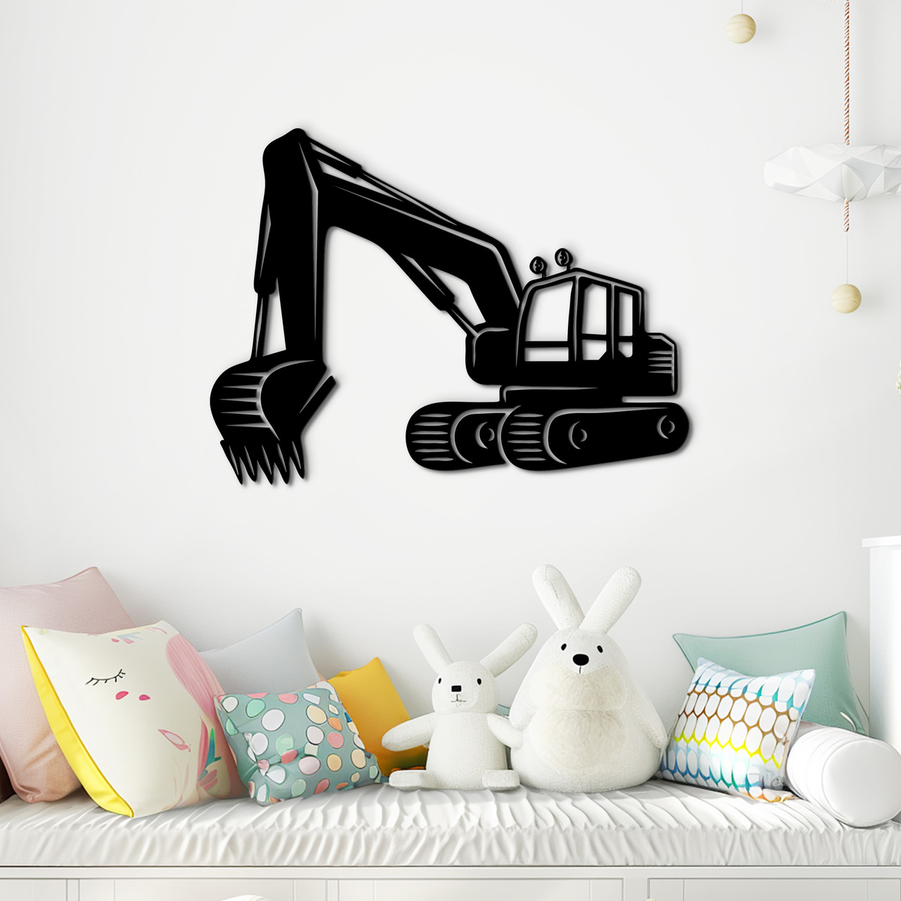 Декор в кімнату дерев'яна картина на стіну Екскаватор стиль мінімалізм 25x18 см Woodyard (0275--25x18), фото 1