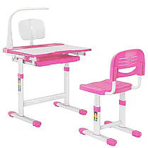 Дитяча парта з настільною лампою та пеналом + стільчик FunDesk Bellissima Pink рожевий рожевий для дівчинки школяра першокласника, фото 2