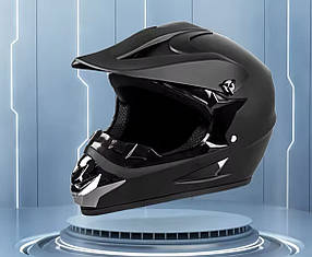 Матовий Чорний Кросовий мото ендуро шолом фулфейс (ендуро, даунхіл)