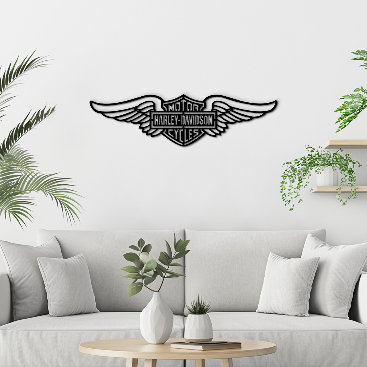Настінний декор для дому картина лофт Harley Davidson декоративне панно 35x10 см Woodyard (0140--35x10), фото 1