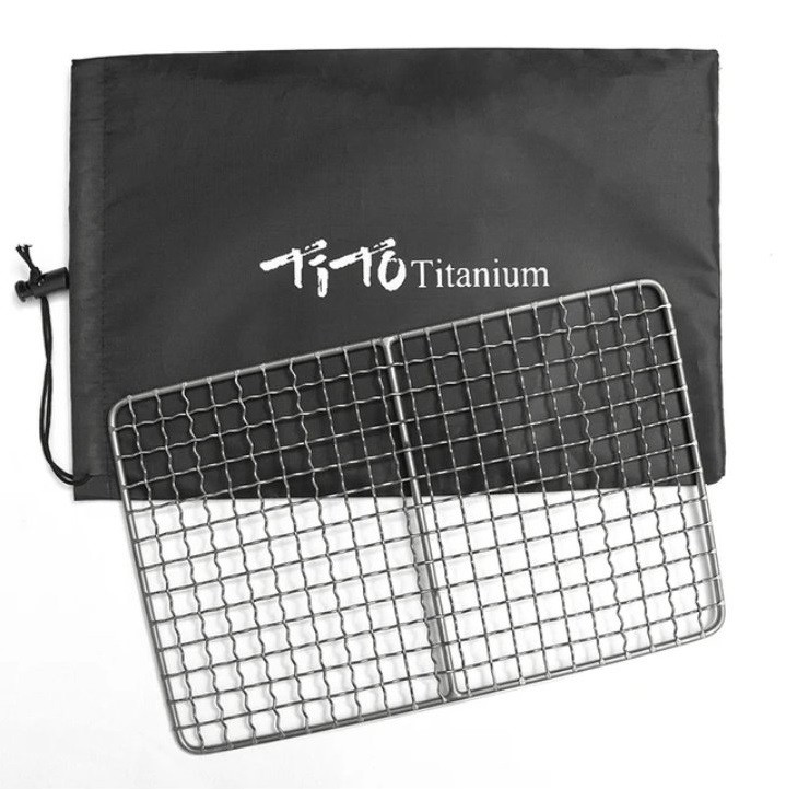 Решітка титанова гриль для барбекю з чохлом TiTo titanium 270 х 170 мм