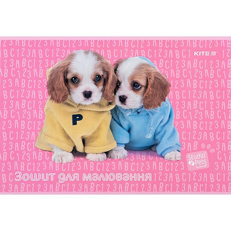 Альбом для малювання 12 аркушів скоба, папір 100 г/м2, Kite Studio Pets sp24-241_01, фото 1