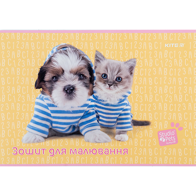 Альбом для малювання 12 аркушів скоба, папір 100 г/м2, Kite Studio Pets sp24-241_02, фото 1