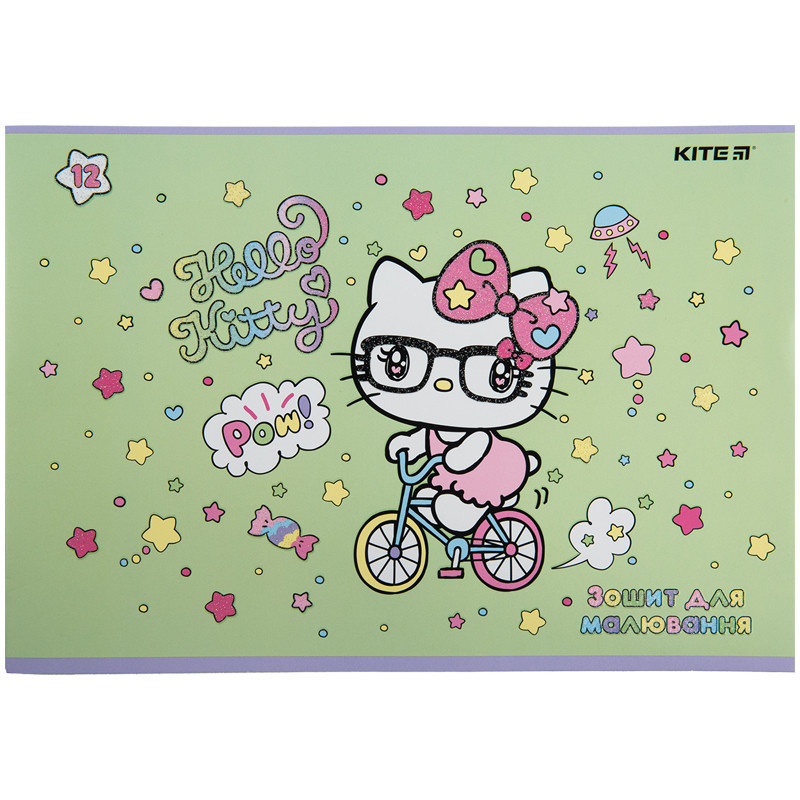 Альбом для малювання 12 аркушів скоба, папір 100 г/м2, Kite Hello Kitty hk23-241_03, фото 1