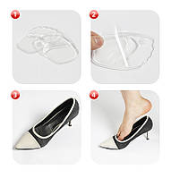 Вкладиші прозорі силіконові в туфлі. Гелеві напівустілки прозорі для взуття для зниження навантаження, фото 5