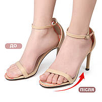 Вкладиші силіконові із супінатором для взуття. Прозорі напівустілки гелеві вставки на передню частину взуття, фото 5