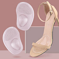 Вкладиші силіконові із супінатором для взуття. Прозорі напівустілки гелеві вставки на передню частину взуття, фото 8