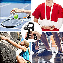 Еспандер регульований пружинний 5-60 кг. Кістовий еспандер із лічильником від 0 до 99. Еспандер для рук чорний, фото 10