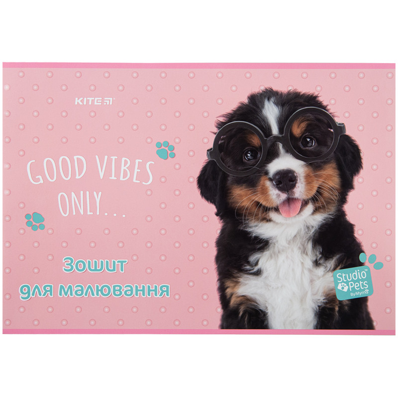 Альбом для малювання 12 аркушів скоба, папір 100 г/м2, Kite Studio Pets sp23-241_03, фото 1