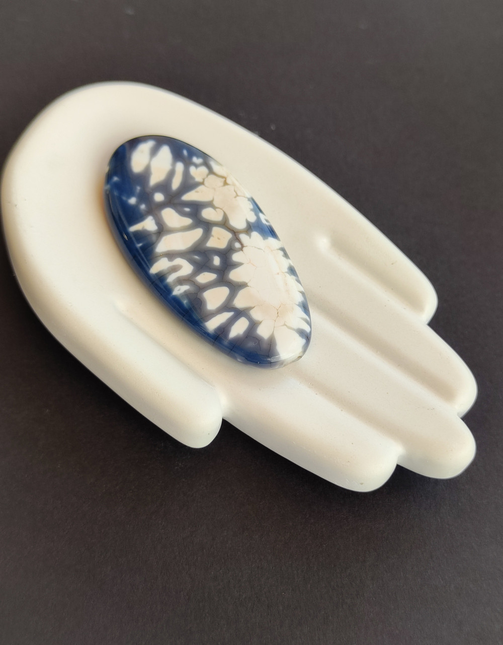 Агат бусина овал. Натуральний камінь без оправи. Агат синій. Індія., фото 1