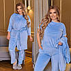 Костюм жіночий домашній трійка великого розміру з футболкою і халатом і брюками з велюру, фото 4