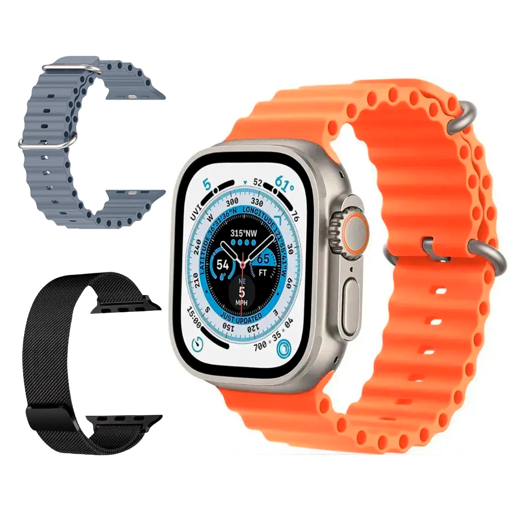 Смартгодинник Smart Watch ULTRA 2 AMOLED 49 мм + з ремінцями силіконовим і металевим