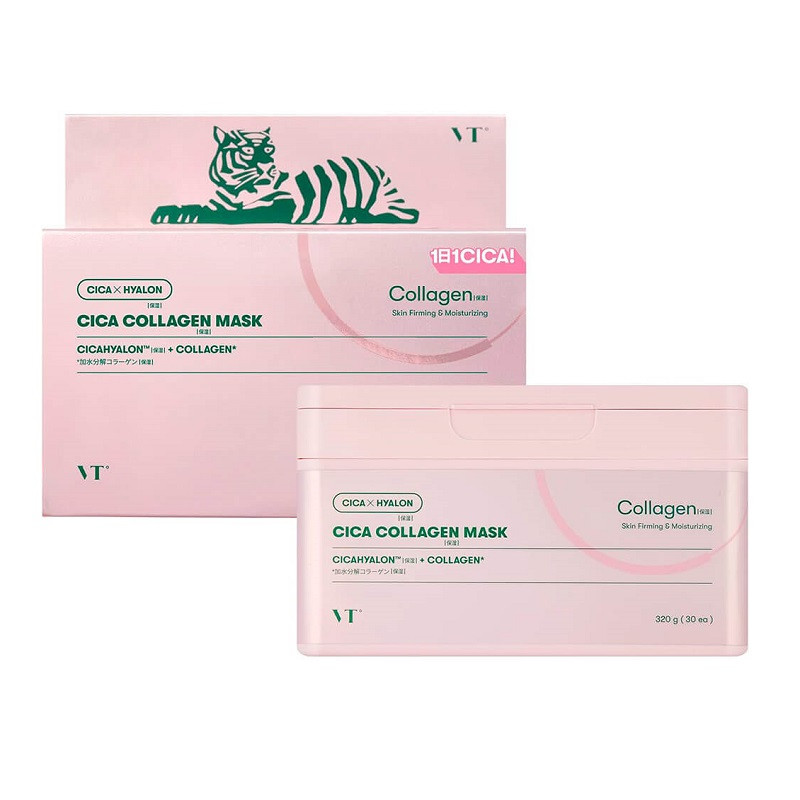 Набір тканинних масок з колагеном для еластичності шкіри VT Cosmetics Cica Collagen Mask 30 шт