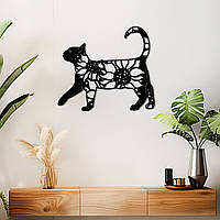 Настенный декор для дома картина лофт Кот с подсолнечниками 20x23 см Woodyard (0606--20x23)