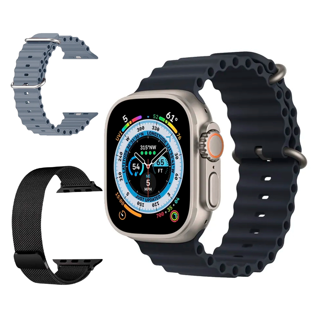 Смартгодинник Smart Watch ULTRA 2 AMOLED 49 мм + з ремінцями силіконовим і металевим