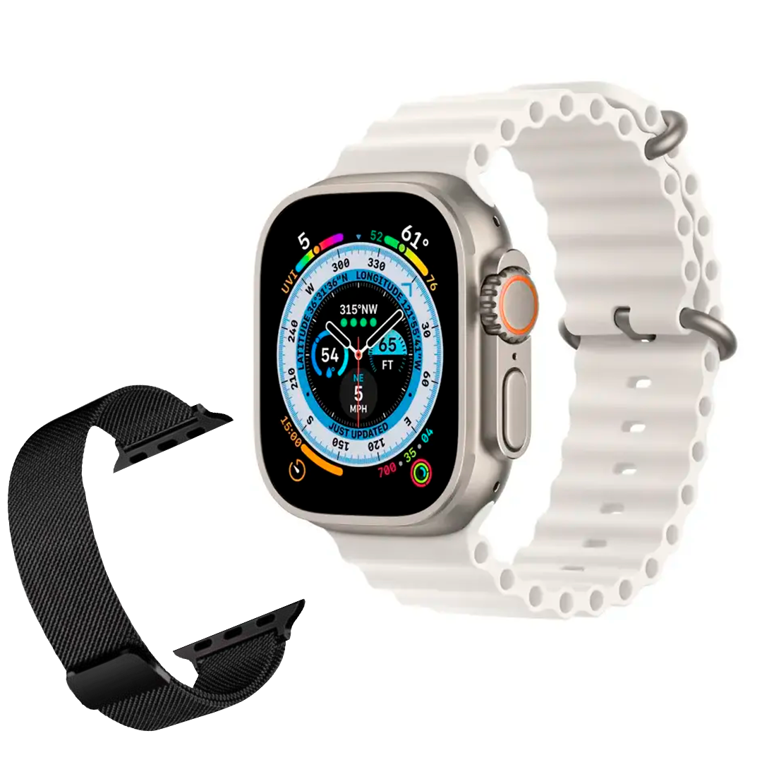 Смартгодинник Smart Watch ULTRA 2 AMOLED 49 мм Білий + металевий ремінець, фото 1
