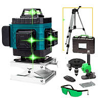 Лазерний рівень нівелір 4D 16-лінійний + Штатив зелений промінь нівелір з екраном