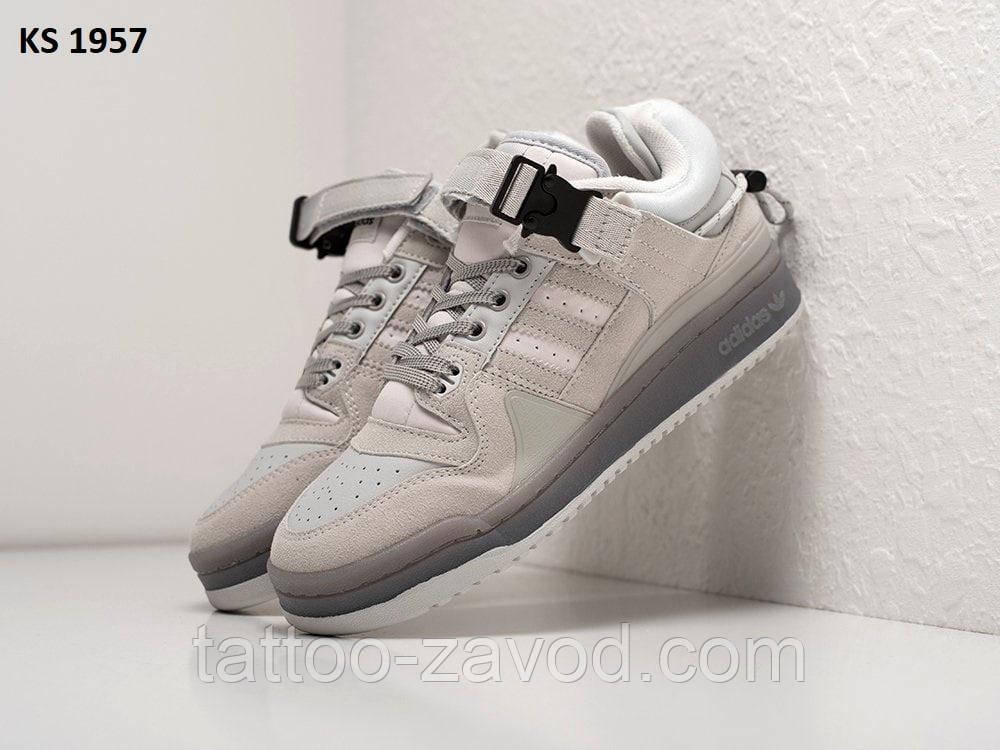 Кросівки чоловічі сірі шкіра 41 42 43 Bad Bunny x Adidas Forum Low Gray, фото 1