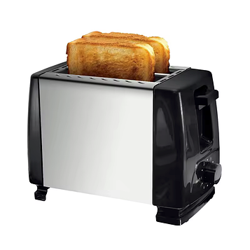 Тостер електричний для хліба на 2 тости з регулюванням температури 6 режимів "Нержавіюча сталь"  650 Вт.