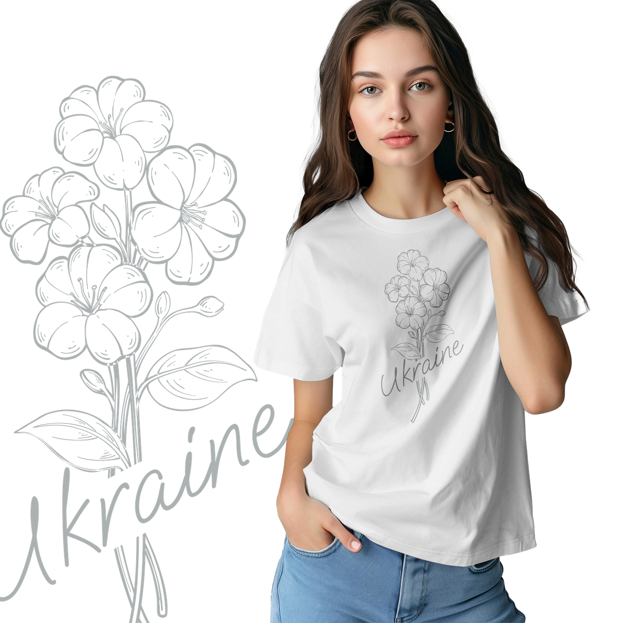 Футболка унісекс Stedman з принтом УКРАЇНА БУКЕТ XS біла, фото 1