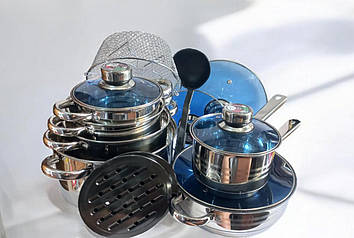 Набір каструль з нержавійки Bachmayer BM-1649 16 предметів