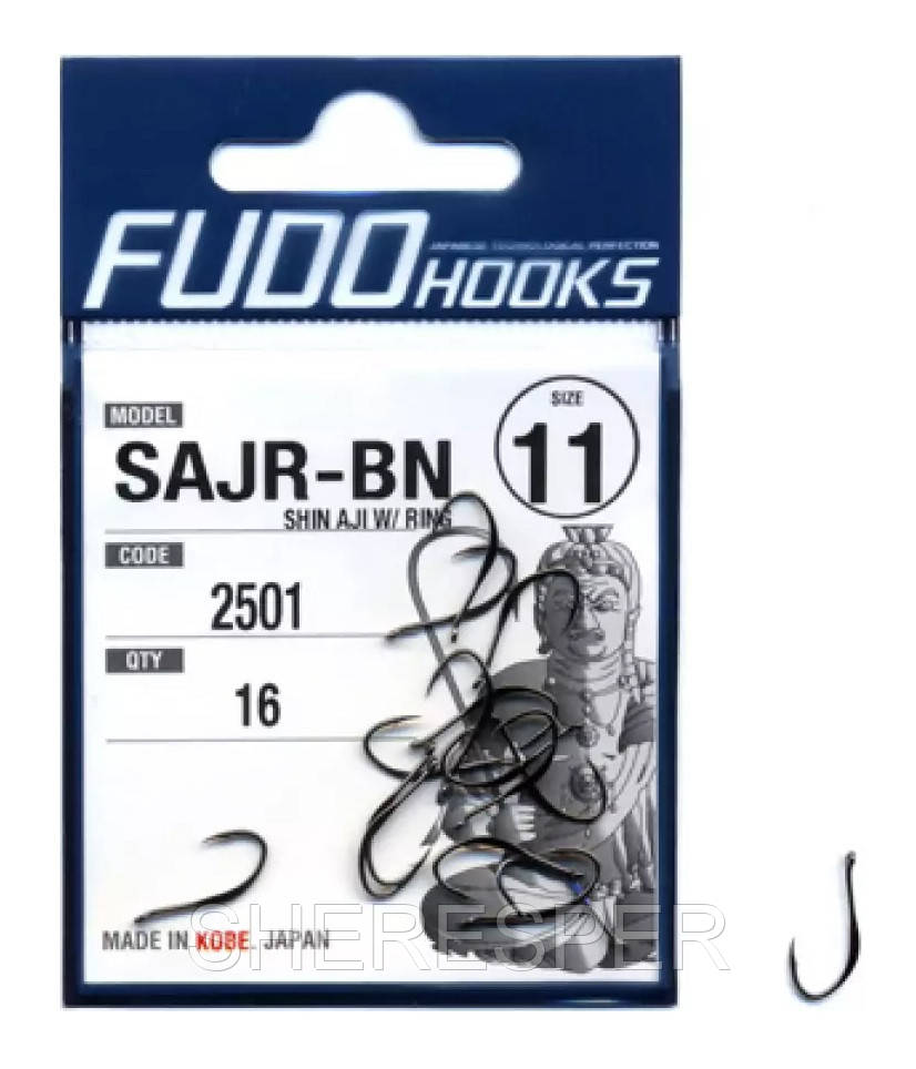 Гачки Fudo Shin Aji W/Ring Black 5 (12 шт.)
