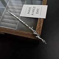 Китайська заколка шпилька змійка для волосся. Металева китайська паличка для волосся срібляста, фото 5