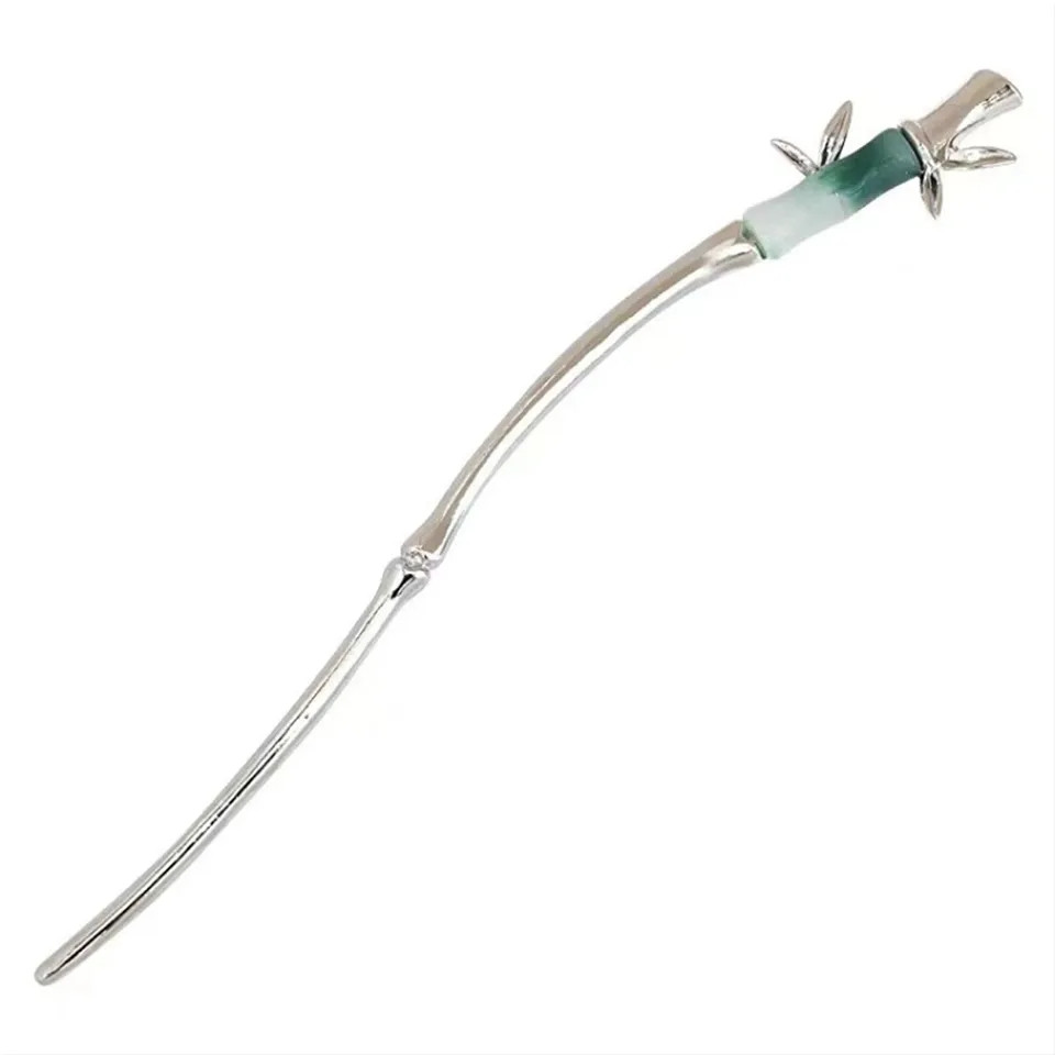 Шпилька срібляста для волосся з металу. Металева китайська паличка для волосся шпилька, фото 1