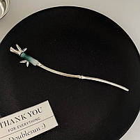 Шпилька срібляста для волосся з металу. Металева китайська паличка для волосся шпилька, фото 4