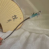 Шпилька срібляста для волосся з металу. Металева китайська паличка для волосся шпилька, фото 8